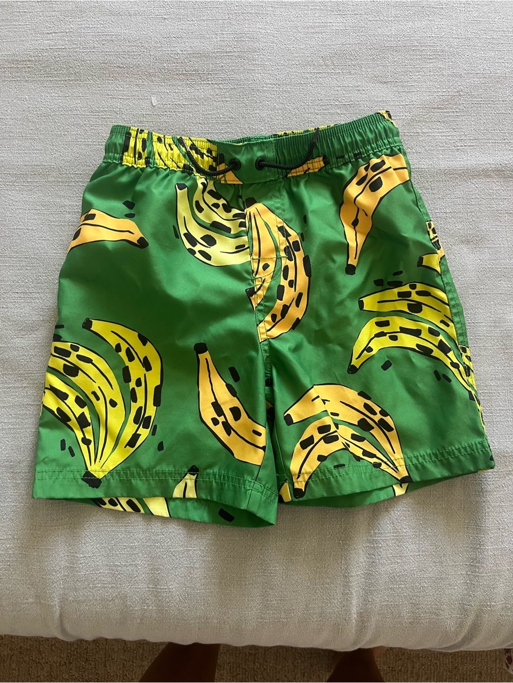 Tea Collection Boys Green and Yellow Banana Print Swim Trunks